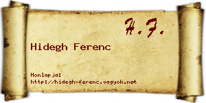 Hidegh Ferenc névjegykártya